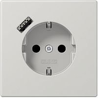 Розетка с заземлением +1хUSB тип A без рамки Jung LS990 1-м. серый картинка